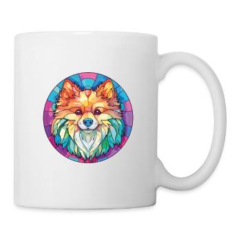 Pommersche Hunderasse Aquarell Glas Illustration - Tasse - Weiß - Rechts