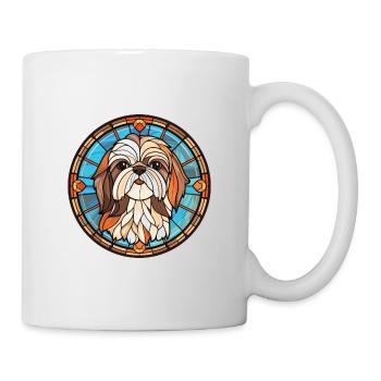 Shih Tzu Dog Breed Watercolor Glass Illustration - Mug - white - Right