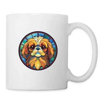 Pekingese Dog Breed Watercolor Glass Illustration - Mug - white - Right