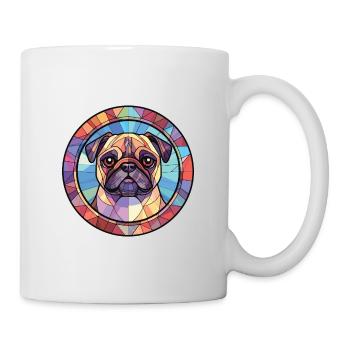 Mopshund Rasse bunte Aquarell-Illustration - Tasse - Weiß - Rechts