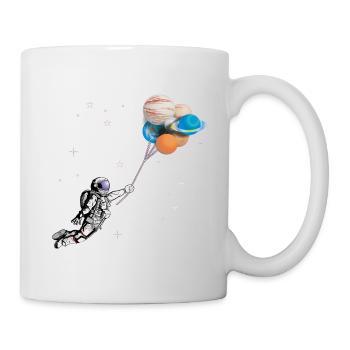 Astronaut mit Luftballons in Form von Planeten - Tasse - Weiß - Rechts
