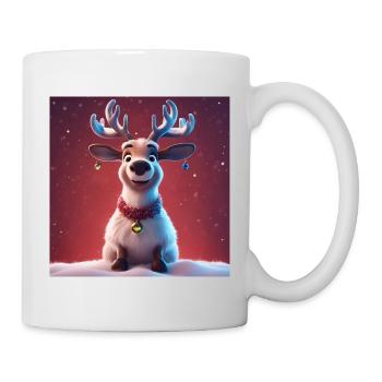 Portrait d'un beau renne de Noël - Mug blanc - blanc - Droite