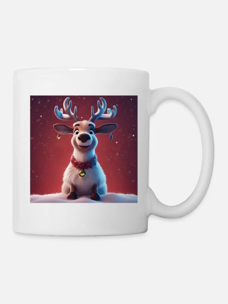 Porträt eines schönen Weihnachtsrentiers - Tasse - Weiß