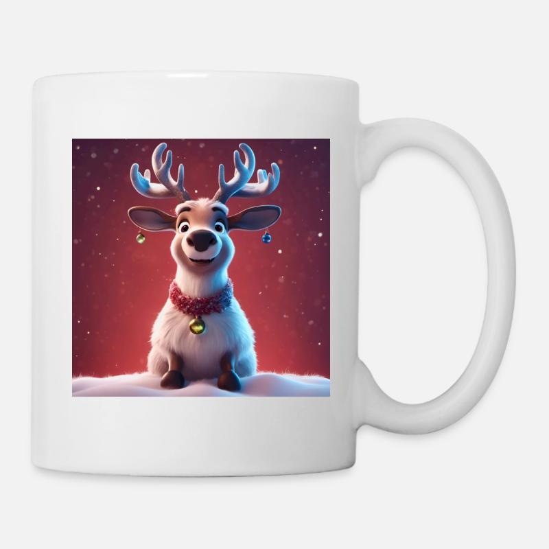 Portrait d'un beau renne de Noël - Mug blanc - blanc