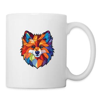 Deutsche Spitz Hunderasse Aquarell Illustration - Tasse - Weiß - Rechts