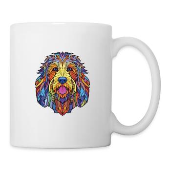 Bergamasco Hunderasse Aquarell Glas Illustration - Tasse - Weiß - Rechts