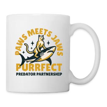 Das unerwartete Duett von Katze & Hai! - Tasse - Weiß - Rechts