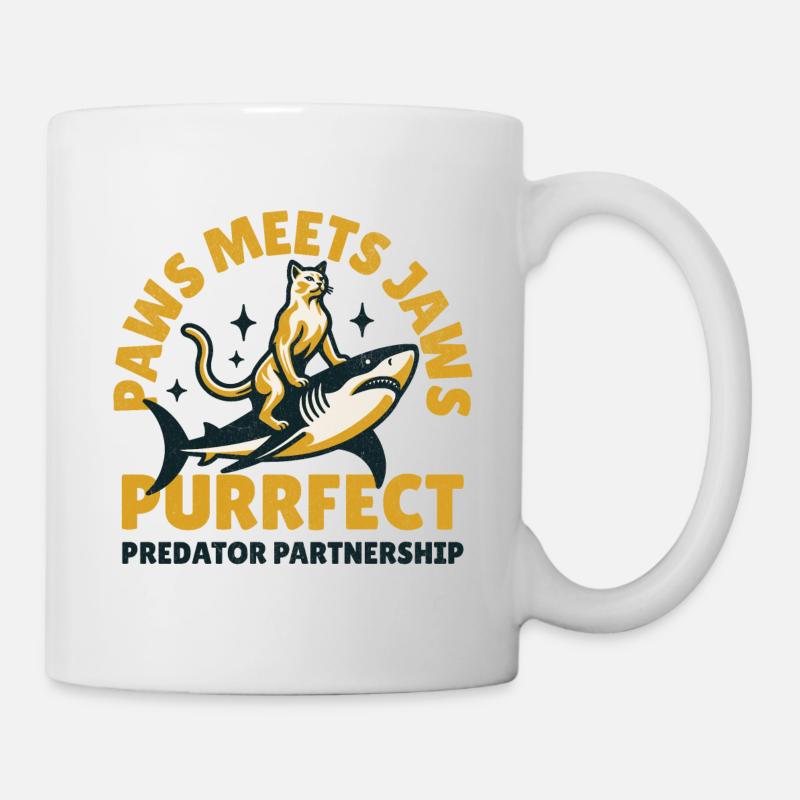 Le duo inattendu du chat et du requin ! - Mug blanc - blanc