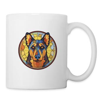 Beauceron Dog Breed Watercolor Glass Illustration - Mug - white - Right
