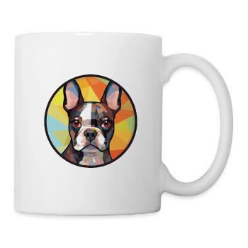 Boston Terrier Hunderasse Aquarell Illustration - Tasse - Weiß - Rechts