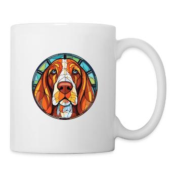 Bassett Hund Hunderasse Aquarell Illustration - Tasse - Weiß - Rechts