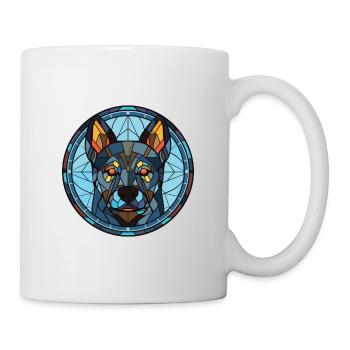 Schwarzes norwegischer Elchhund Hunderasse Aquarell - Tasse - Weiß - Rechts