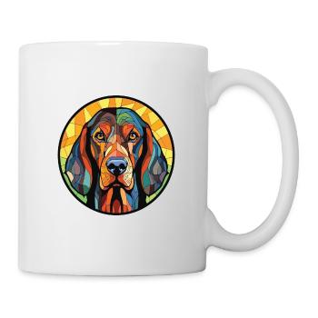 Schwarz und Tan Coonhound Hunderasse Aquarellglas - Tasse - Weiß - Rechts