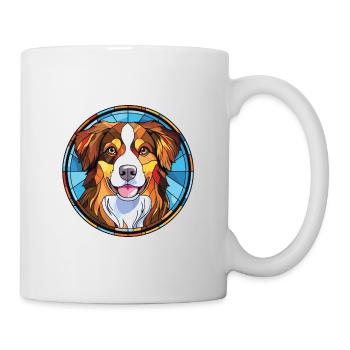 English Shepherd Dog Breed Watercolor Illustration - Mug - white - Right
