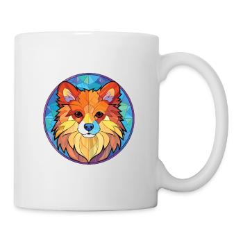 Deutsche Spitz Hunderasse Aquarell Illustration - Tasse - Weiß - Rechts