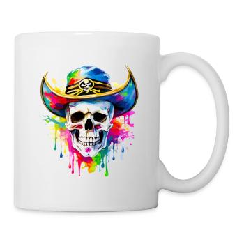 Skull couleur avec chapeau - Mug blanc - blanc - Droite