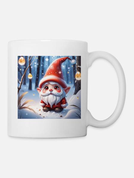 Roter Weihnachtswichtel - Tasse - Weiß