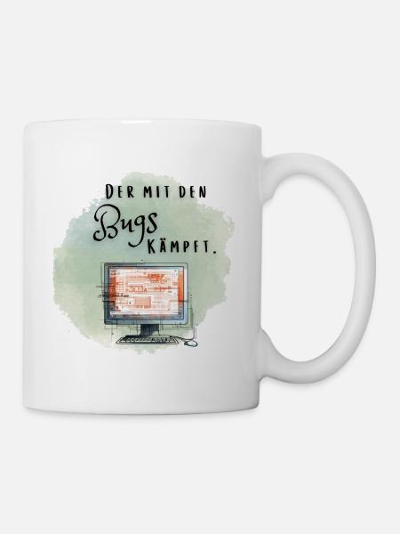 Programmierer Shirt "Der mit den Bugs kämpft" - Tasse - Weiß