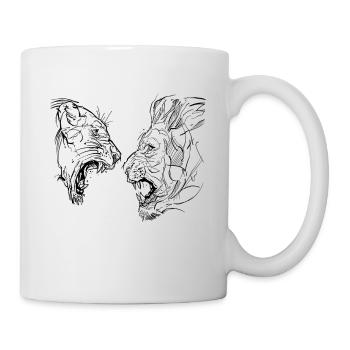 Lion et Lionne sketch - Mug blanc - blanc - Droite