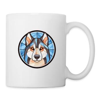 Husky-Hunderasse Bunte Aquarell-Illustration - Tasse - Weiß - Rechts