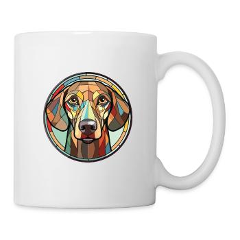 Grauer Hund Rasse Aquarell Glas Illustration - Tasse - Weiß - Rechts