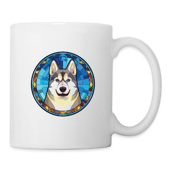 Husky-Hunderasse Bunte Aquarell-Illustration - Tasse - Weiß - Rechts