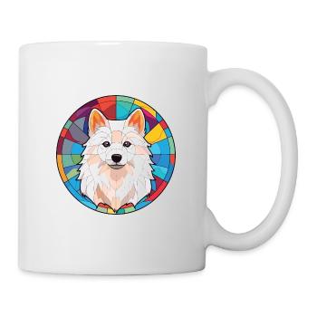 Japanese Spitz Dog Breed Watercolor Illustration - Mug - white - Right