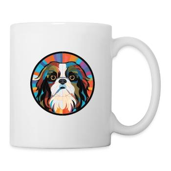 Illustration à l’aquarelle de race de chien menton japonais - Mug blanc - blanc - Droite