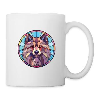Keeshond Dog Breed Watercolor Glass Illustration - Mug - white - Right