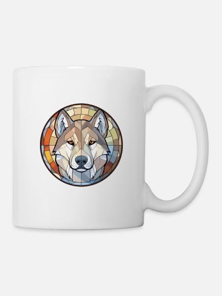 Nördliche Inuit-Hunderasse Aquarell-Illustration - Tasse - Weiß