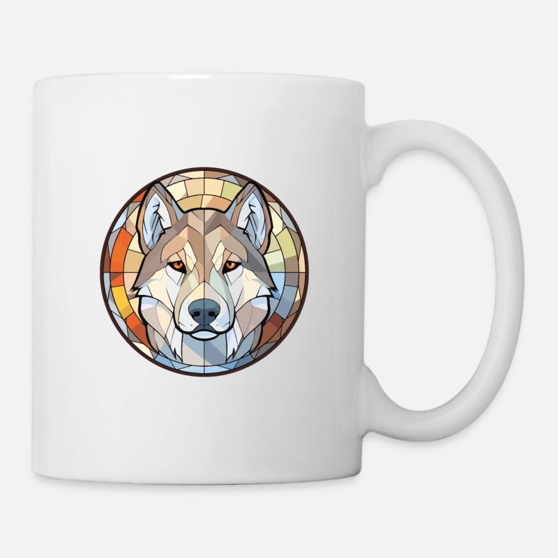 Nördliche Inuit-Hunderasse Aquarell-Illustration - Tasse - Weiß