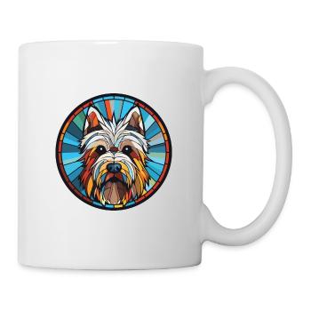 Skye Terrier Schoßhund Rasse Aquarell Illustration - Tasse - Weiß - Rechts