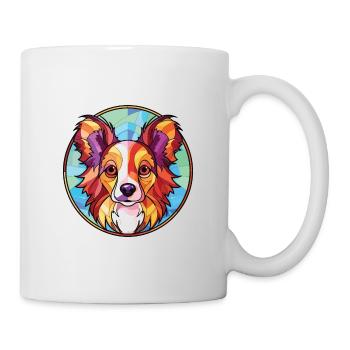 Illustration sur verre aquarelle de race de chien Papillon - Mug blanc - blanc - Droite