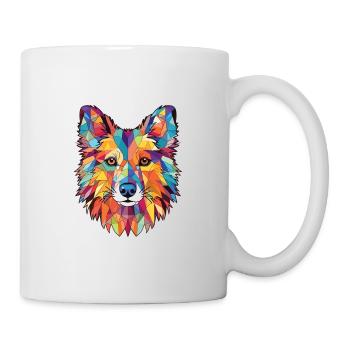 Indischer Spitz Hunderasse Aquarell Illustration - Tasse - Weiß - Rechts