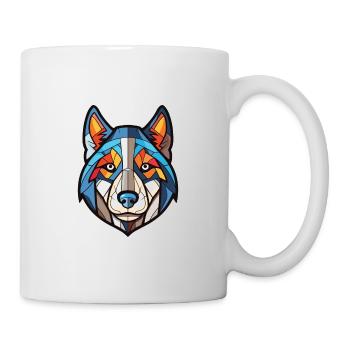 Husky-Hunderasse Bunte Aquarell-Illustration - Tasse - Weiß - Rechts