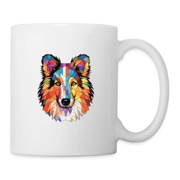 Sheltie Dog Breed Colorful Watercolor Illustration - Mug - white - Right