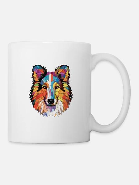 Sheltie chien race coloré aquarelle illustration - Mug blanc - blanc