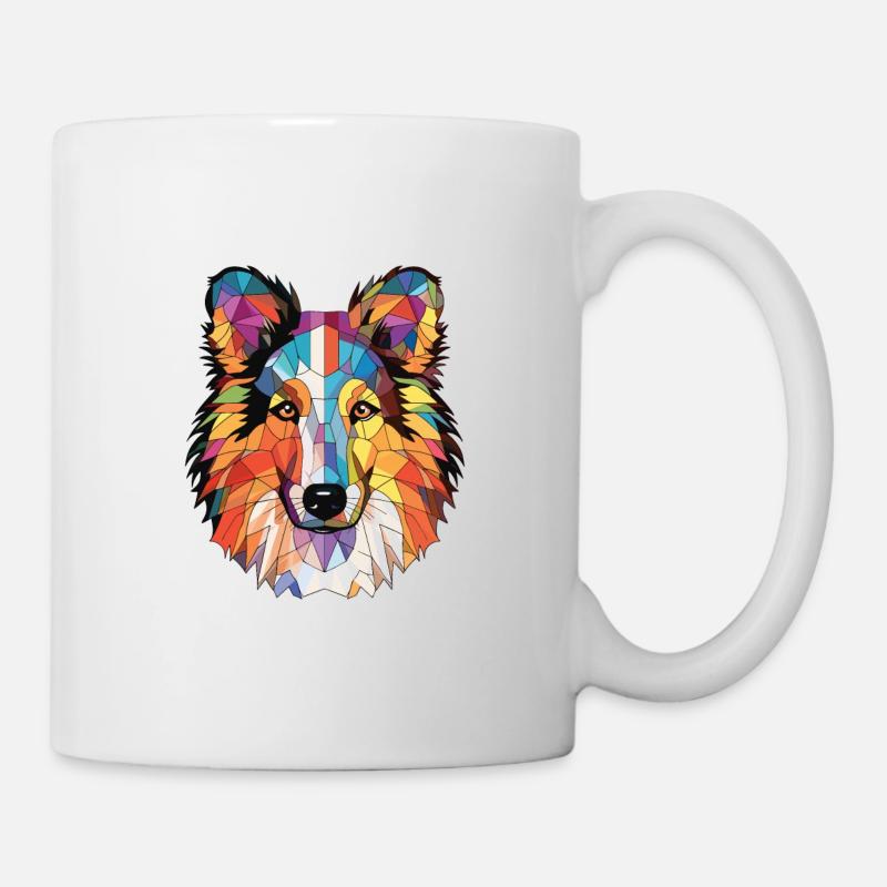 Sheltie chien race coloré aquarelle illustration - Mug blanc - blanc
