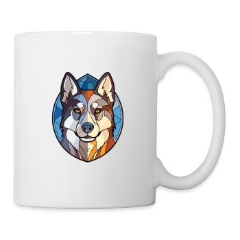 Husky Nur Hunderasse Aquarellglas Illustration - Tasse - Weiß - Rechts