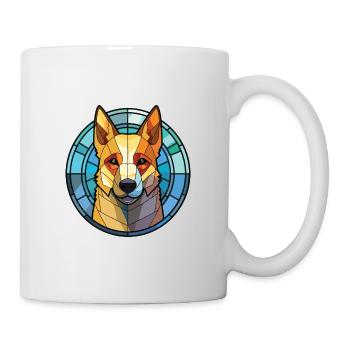 Jindo Dog Breed Colorful Watercolor Illustration - Mug - white - Right