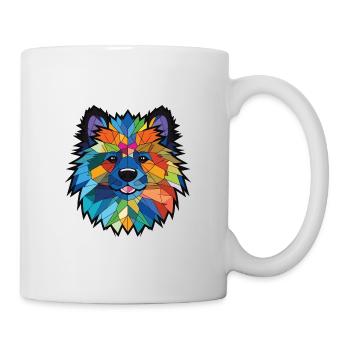 Keeshond Dog Breed Watercolor Glass Illustration - Mug - white - Right