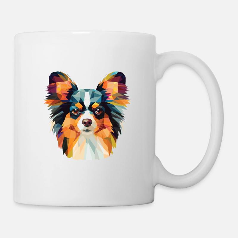 Papillon Continental Toy Spaniel chien aquarelle - Mug blanc - blanc