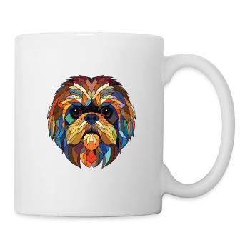 Pekingese Dog Breed Watercolor Glass Illustration - Mug - white - Right
