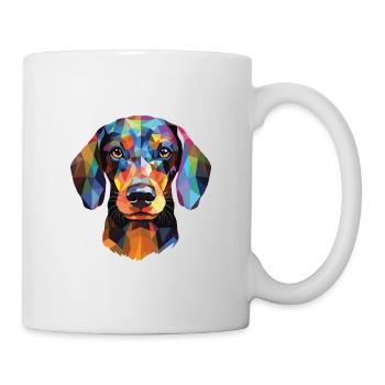 Miniatur Dackel Hunderasse buntes Aquarell - Tasse - Weiß - Rechts