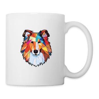 Rough Collie chien race aquarelle Illustration - Mug blanc - blanc - Droite
