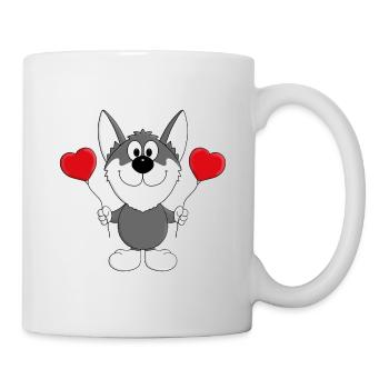HUSKY - HUND - SCHLITTENHUND - WOLFSHUND - LIEBE - Tasse - Weiß - Rechts