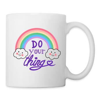 faites votre truc Arc-en-ciel Kawaii Nuages Variété - Mug blanc - blanc - Droite