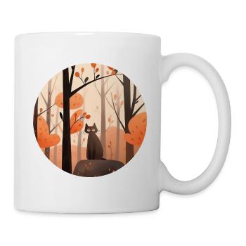 Cat in autumn in the forest - Mug - white - Right