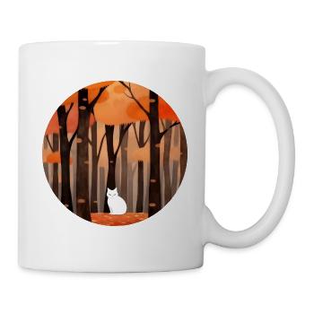 Katze im herbstlichen Wald - Tasse - Weiß - Rechts