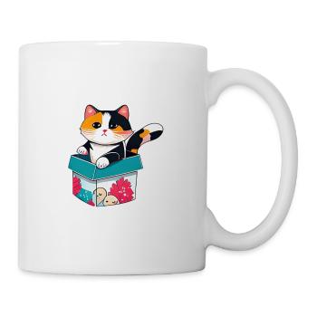 Un chat orange dans une boite , avec son pelage - Mug blanc - blanc - Droite